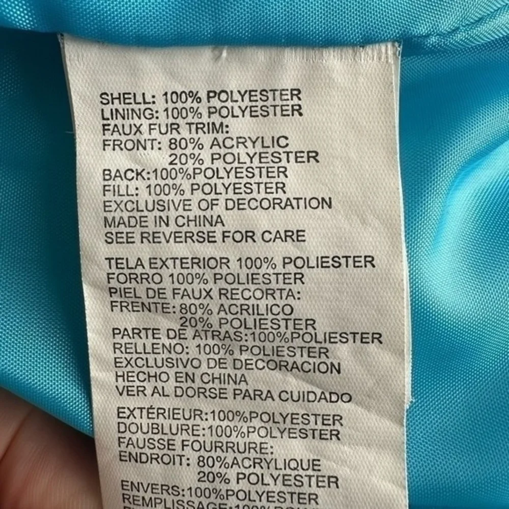 Rothschild Girls Blue Silver Dot Hooded Puffer Jacket Size 5-6 Zip Front Coat - Picture 7 of 7